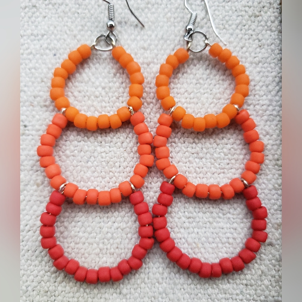Fun Bold Hoop Earrings, Orange Earrings, Statement Earrings, Bold Jewelry, Red